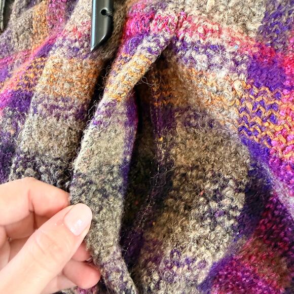 Vintage 80s Missoni Made in Italy Wool Plaid Hooded Toggle Jacket Womens XL Rare - Picture 12 of 12